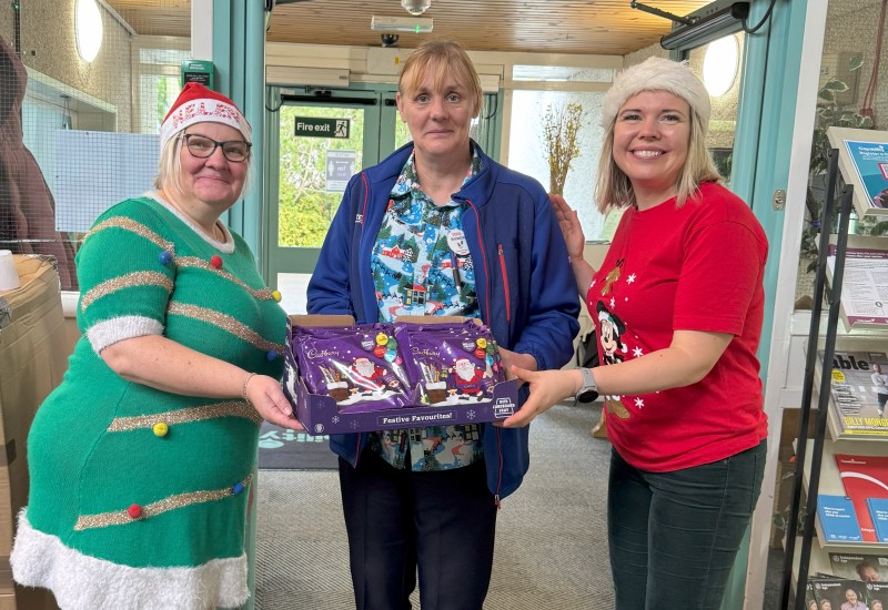 Annette and Tesco selection box donation